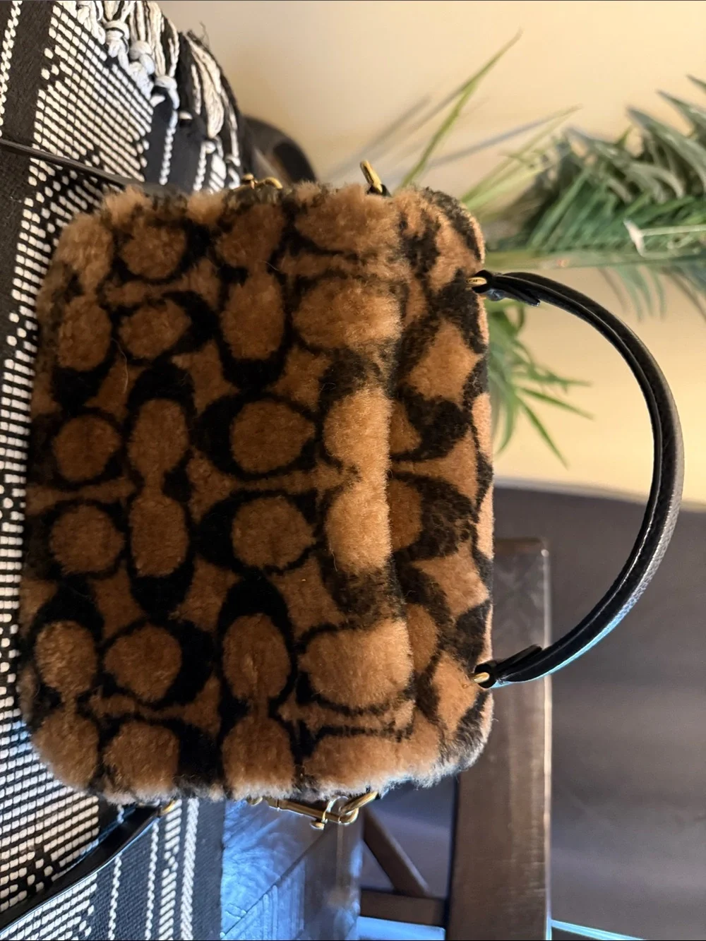 Coach J Lo Faux Fur Turnlock Shoulder Bag